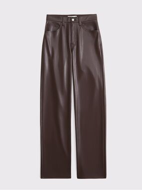 A&F Curve Love Vegan Leather 90s Relaxed Ultra High Rise Pants Dark Brown Sz30